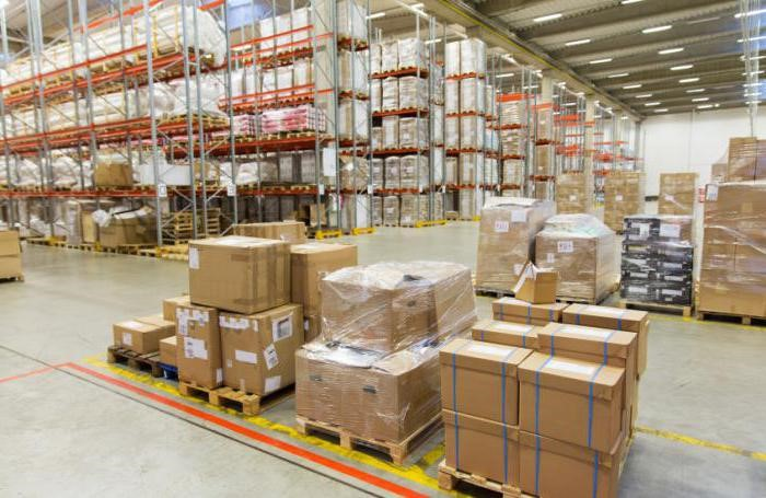 Warehouse with boxes and pallets